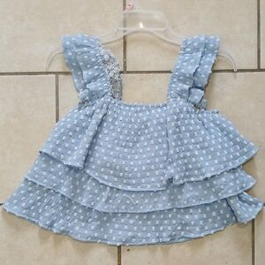 STRUT & BOLT Womens Size S Sky Blue Layered Ruffled Crop Top